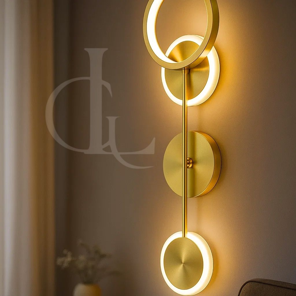 600MM LED Gold Long 3 Rings Wall Light