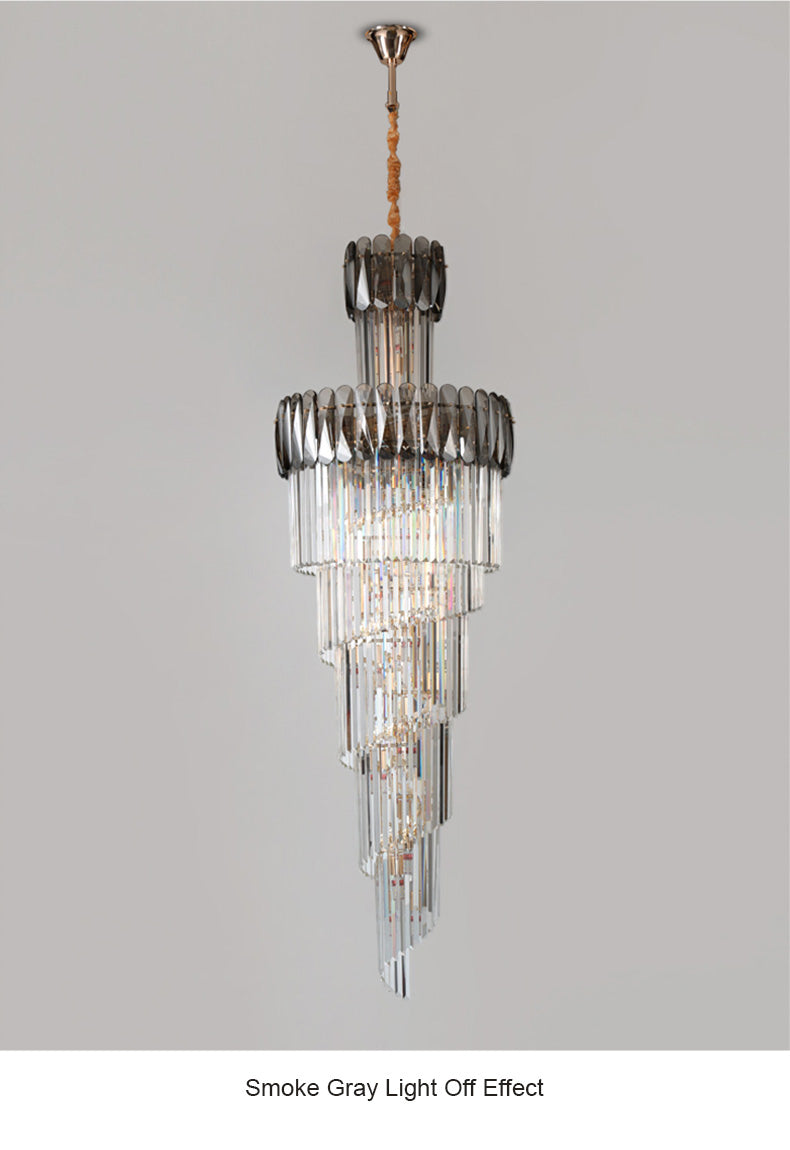 Crystal Multilayer Double Height Chandelier