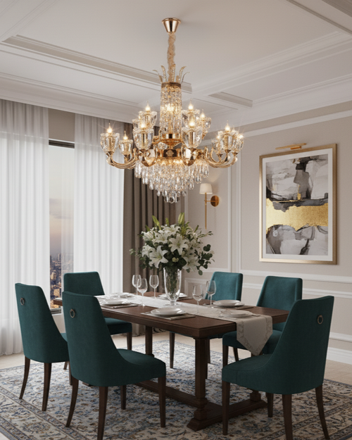 Regal Crystal Gold Chandelier - 15 Bulb