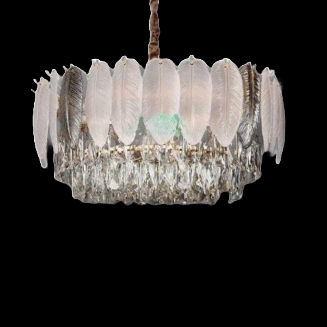 Rectangle Crystal Chandelier With Leaves