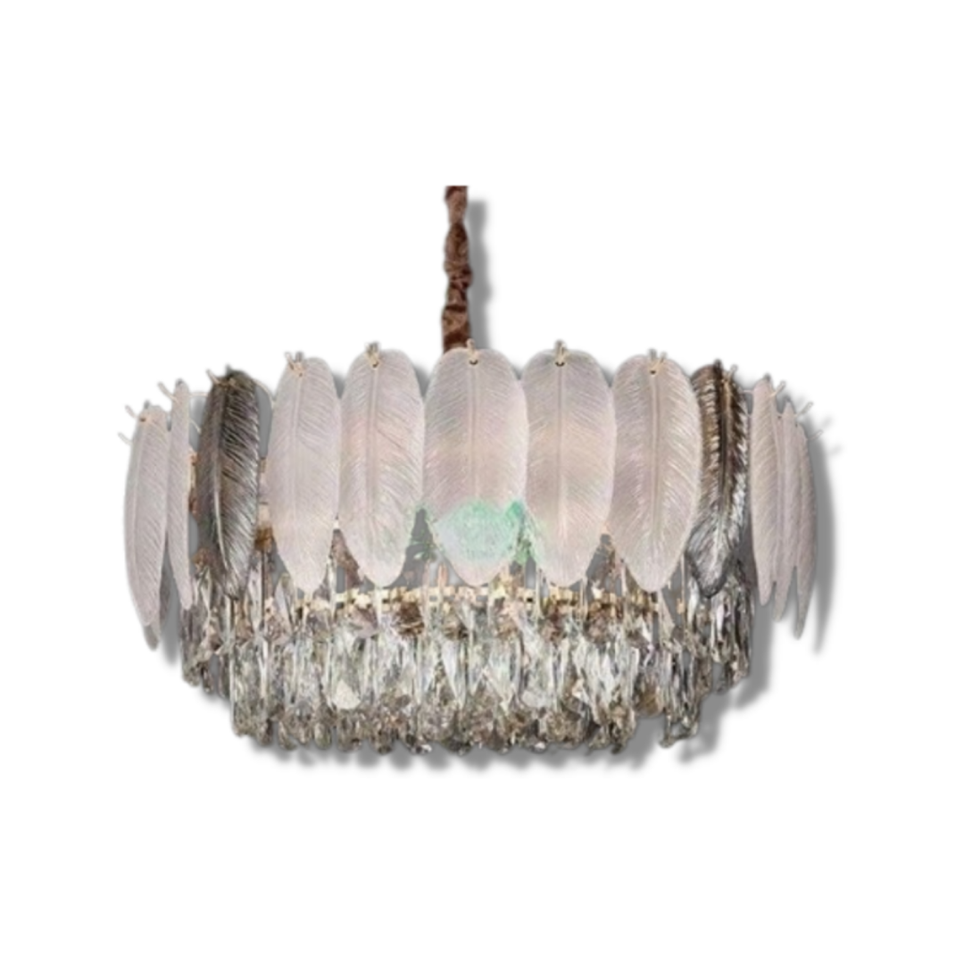 Rectangle Crystal Chandelier With Leaves
