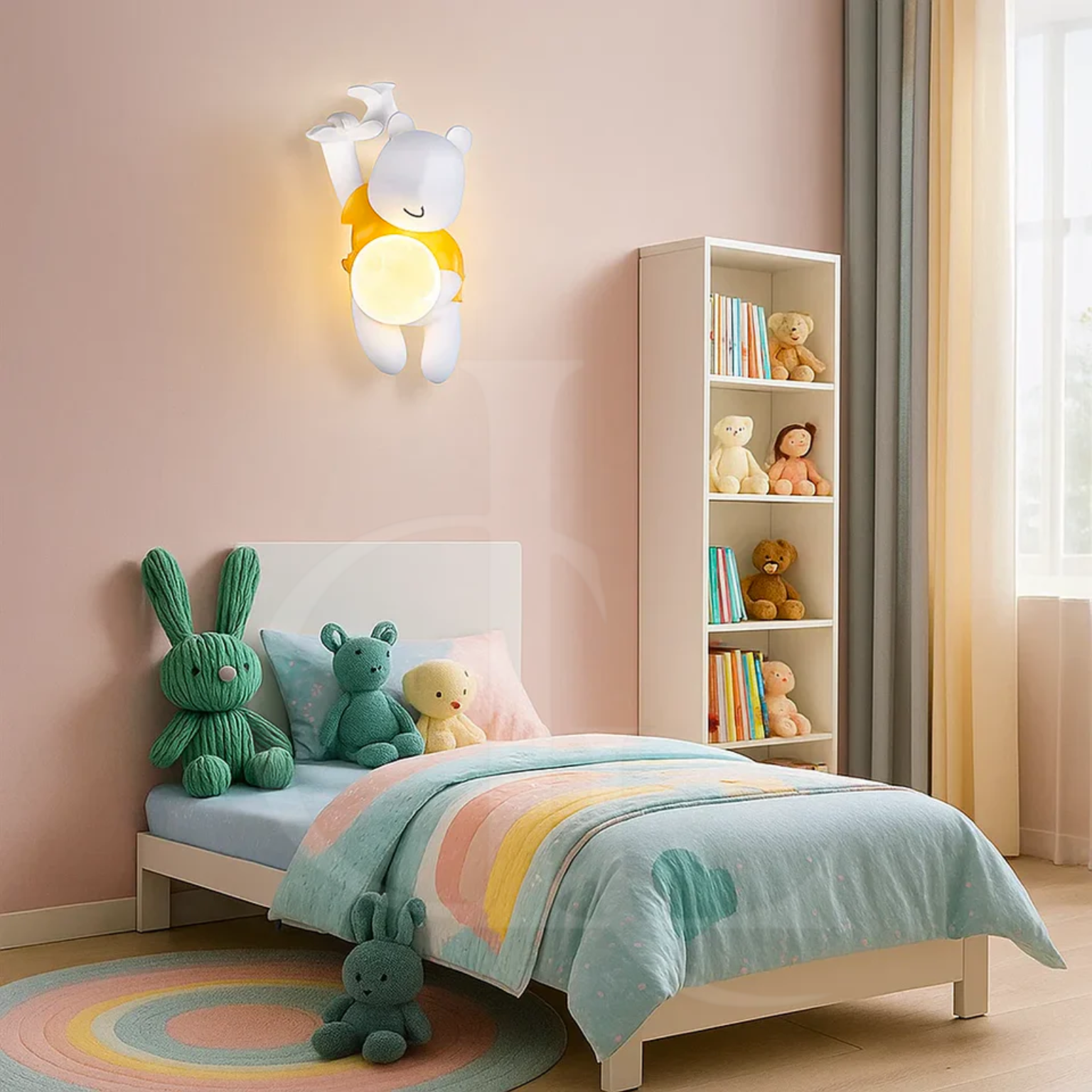 Resin Bear Moon Ball Cartoon Led Wall Light