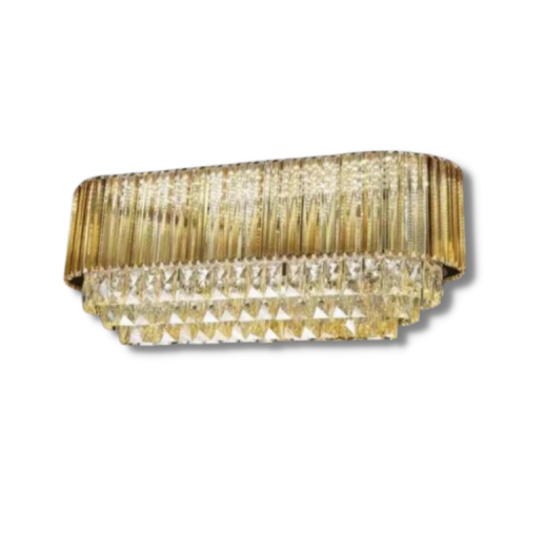 Rectangle Crystal Chandelier Golden