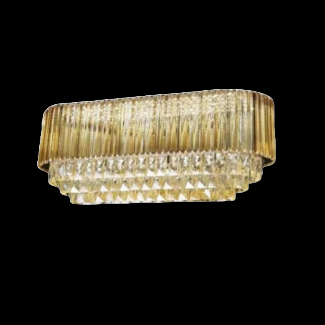Rectangle Crystal Chandelier Golden