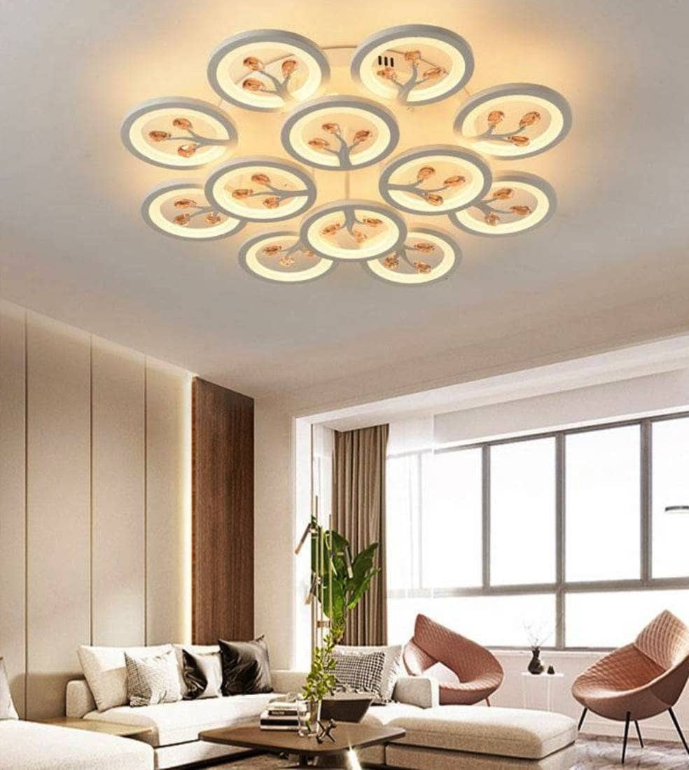 12 Light Rose Gold Flower Led Chandelier