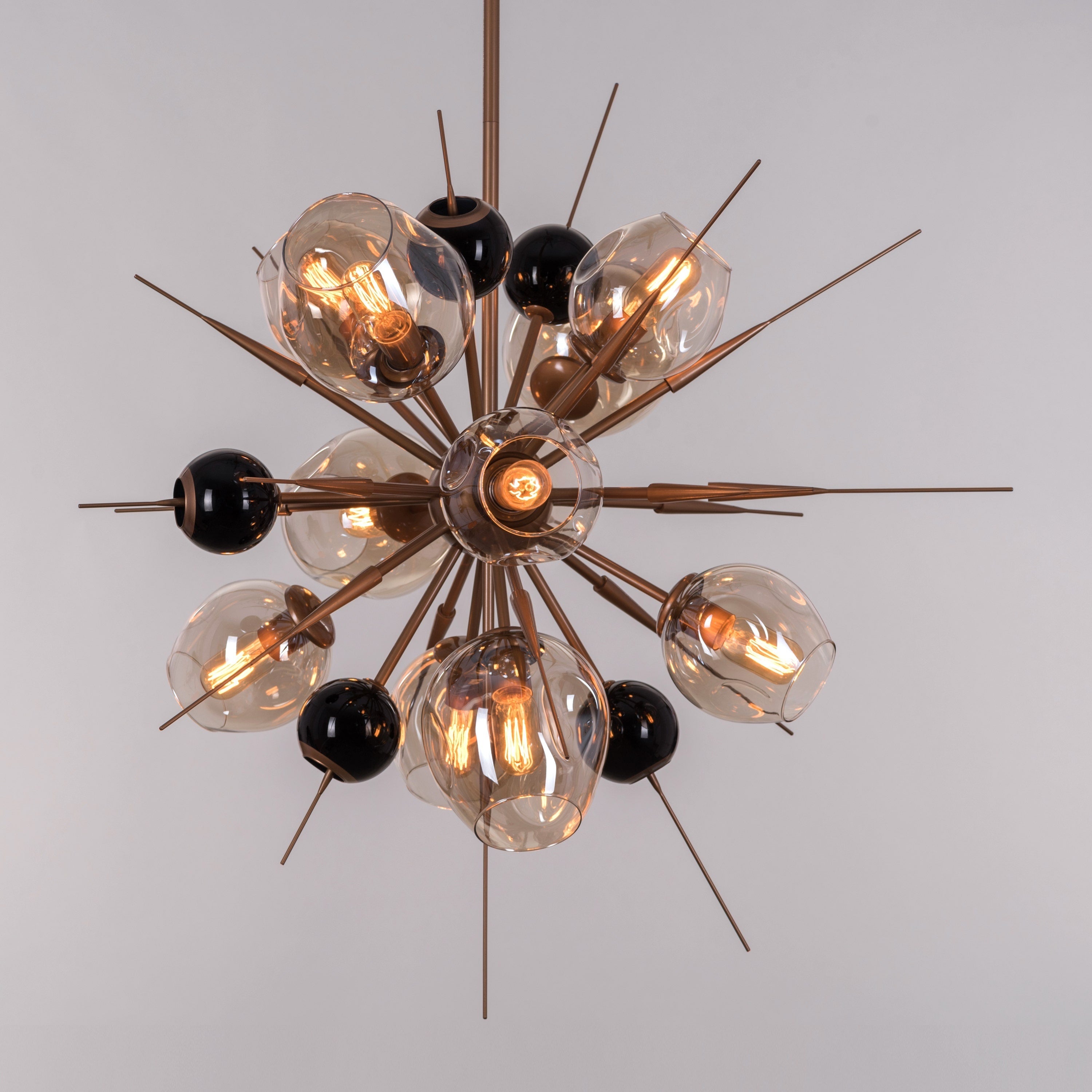 Modern (Large, Gold, Amber) Glass Chandelier
