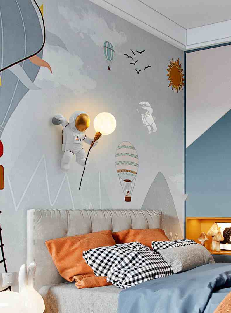 Rocket Pocket Astronaut Kids Room Wall Light