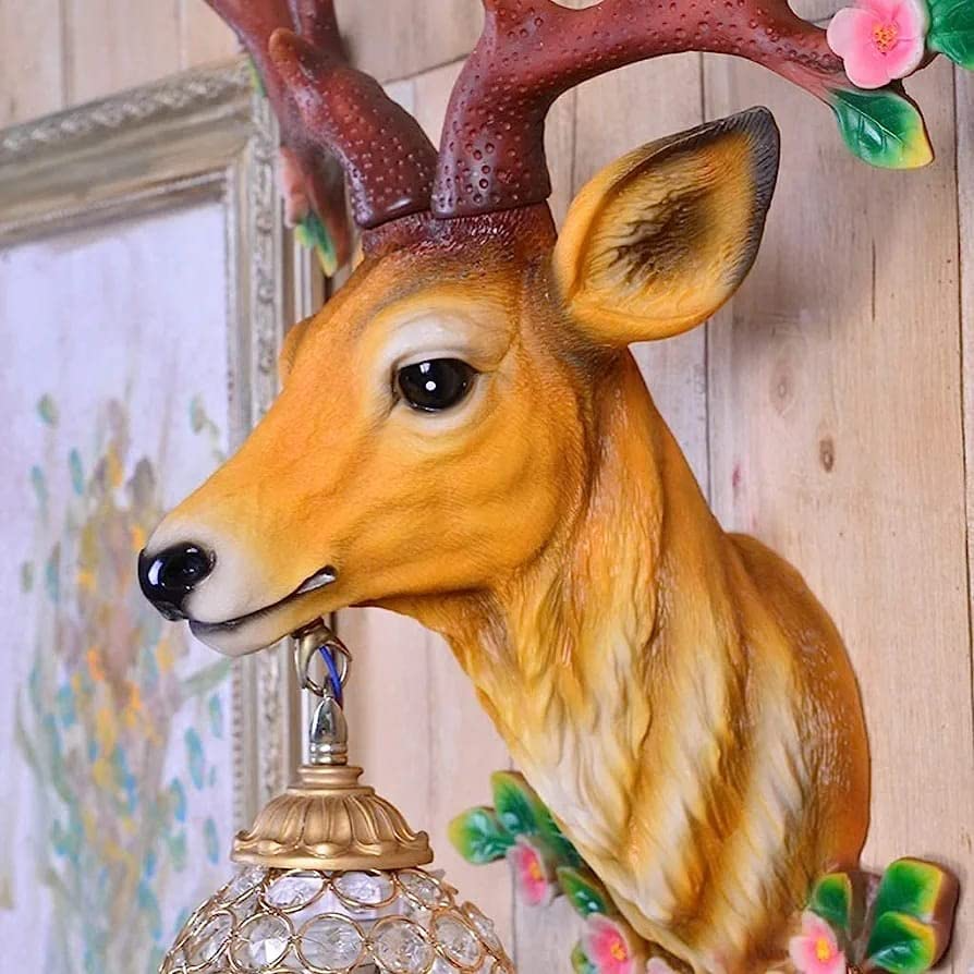 Resin Deer Head Wall Light