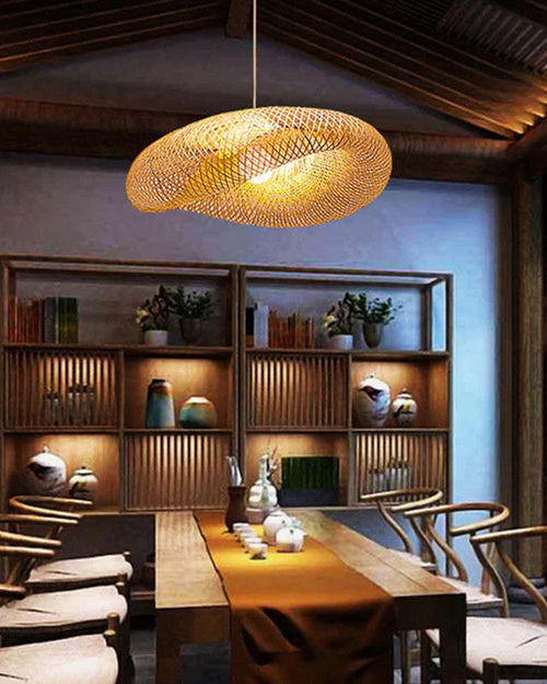 Vintage Bamboo Rattan Chandelier