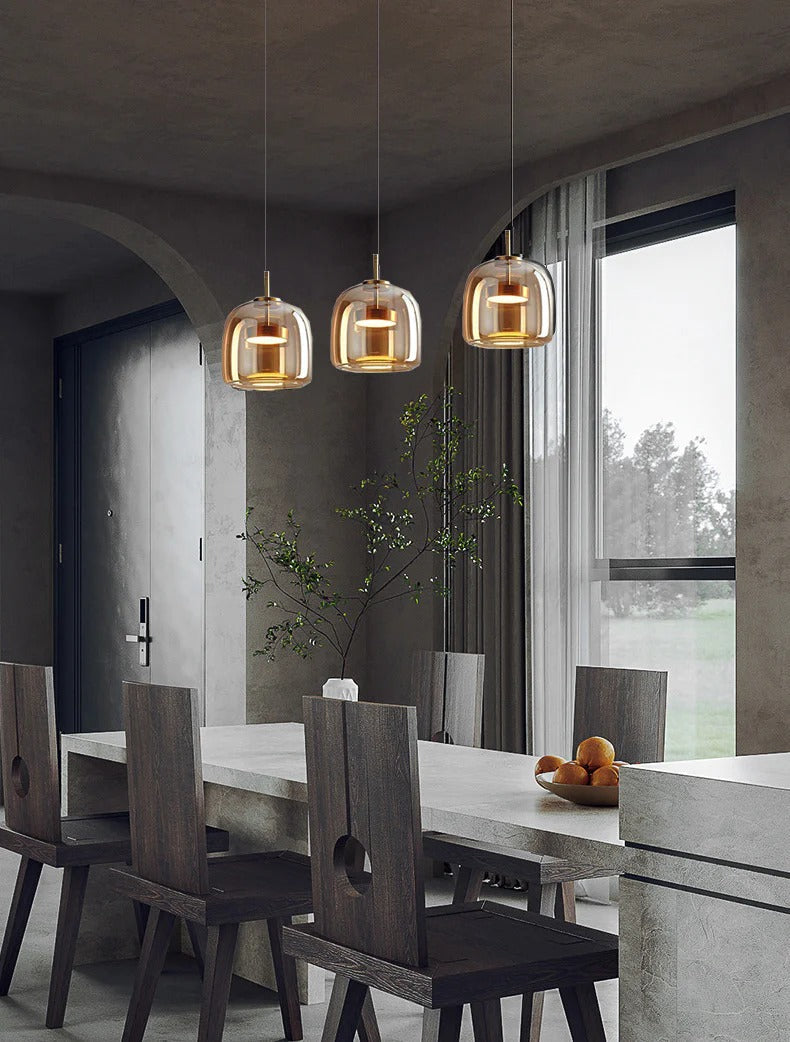 Mist-Kissed Raindrop Glow (Amber) Pendant Light