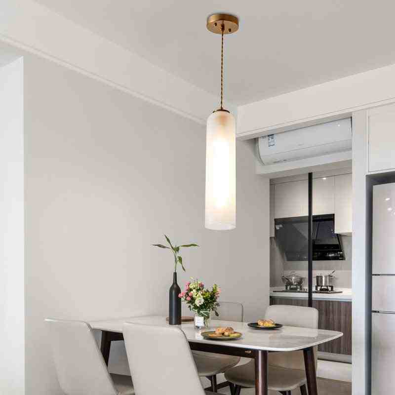 Long Frosted  Glass Pendant Light