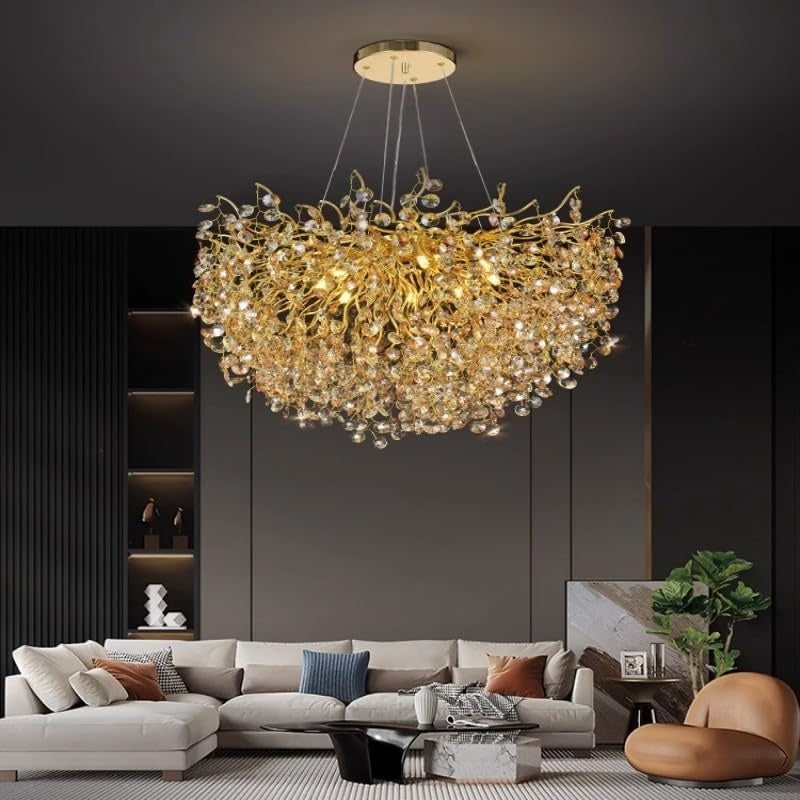 800 MM Crystal Gold LED Tree Chandelier