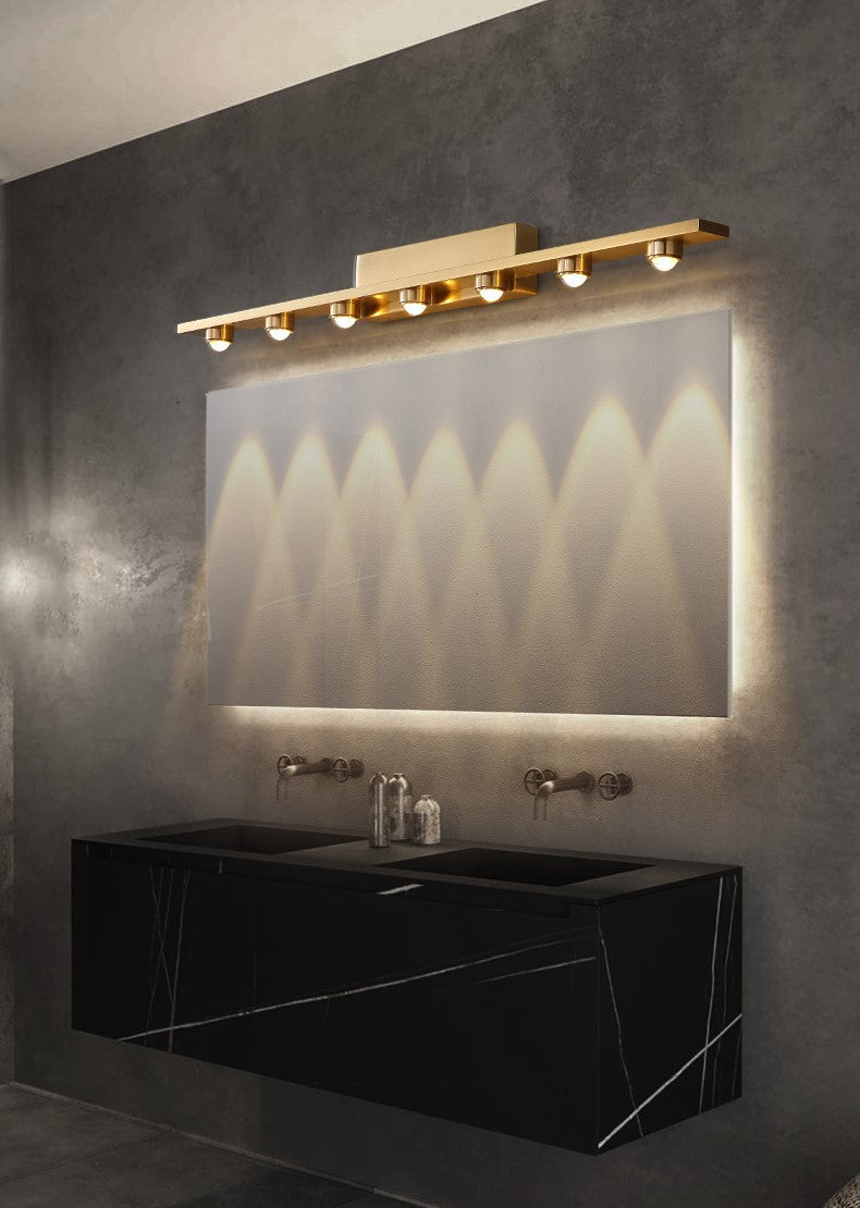 7 LED Wall Light With Gold Finish, Ideal For Mirror, Picture, Or Vanity Lighting