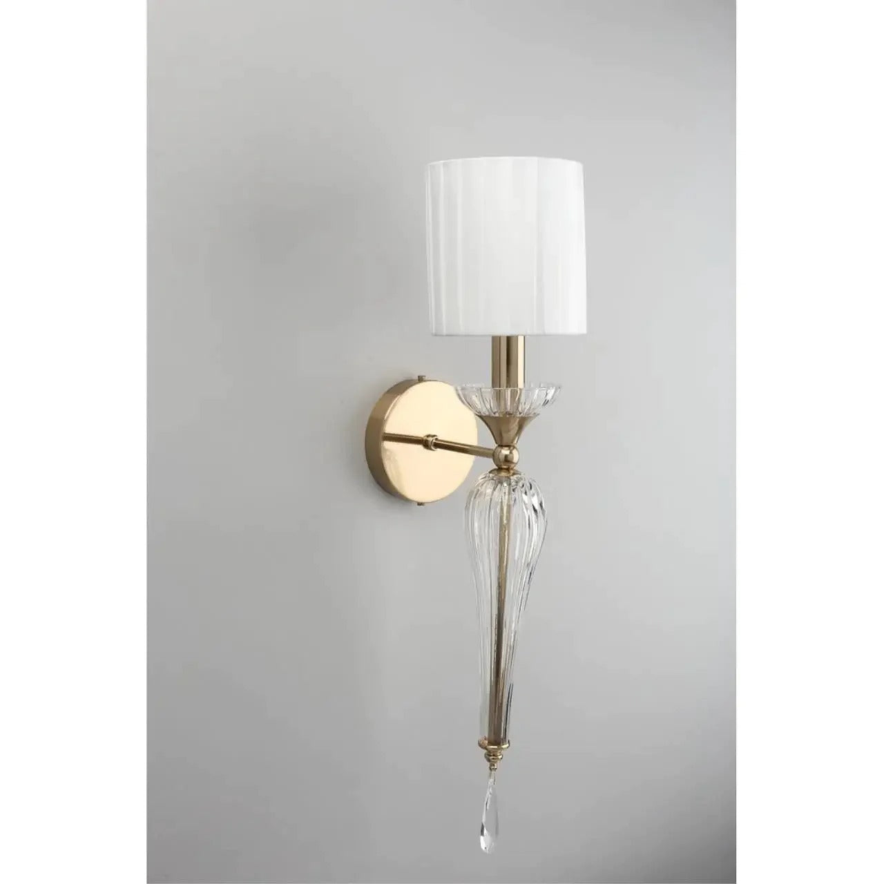 Electroplated Brushed Brass With Fabric Shade Wall Light