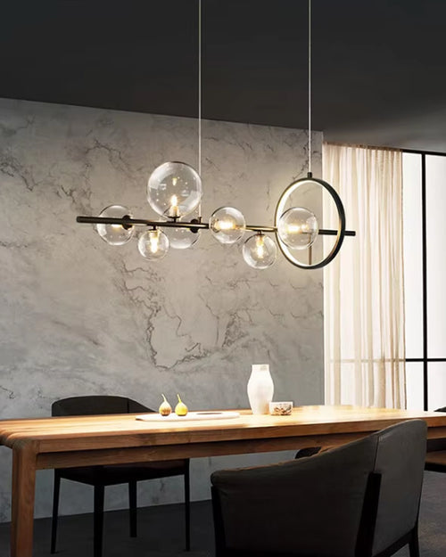 Clear Glass Glob Ring Chandelier