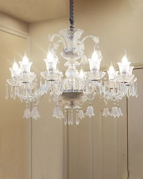 Imperial Crystal Glass Flame Chandelier - 8 Light
