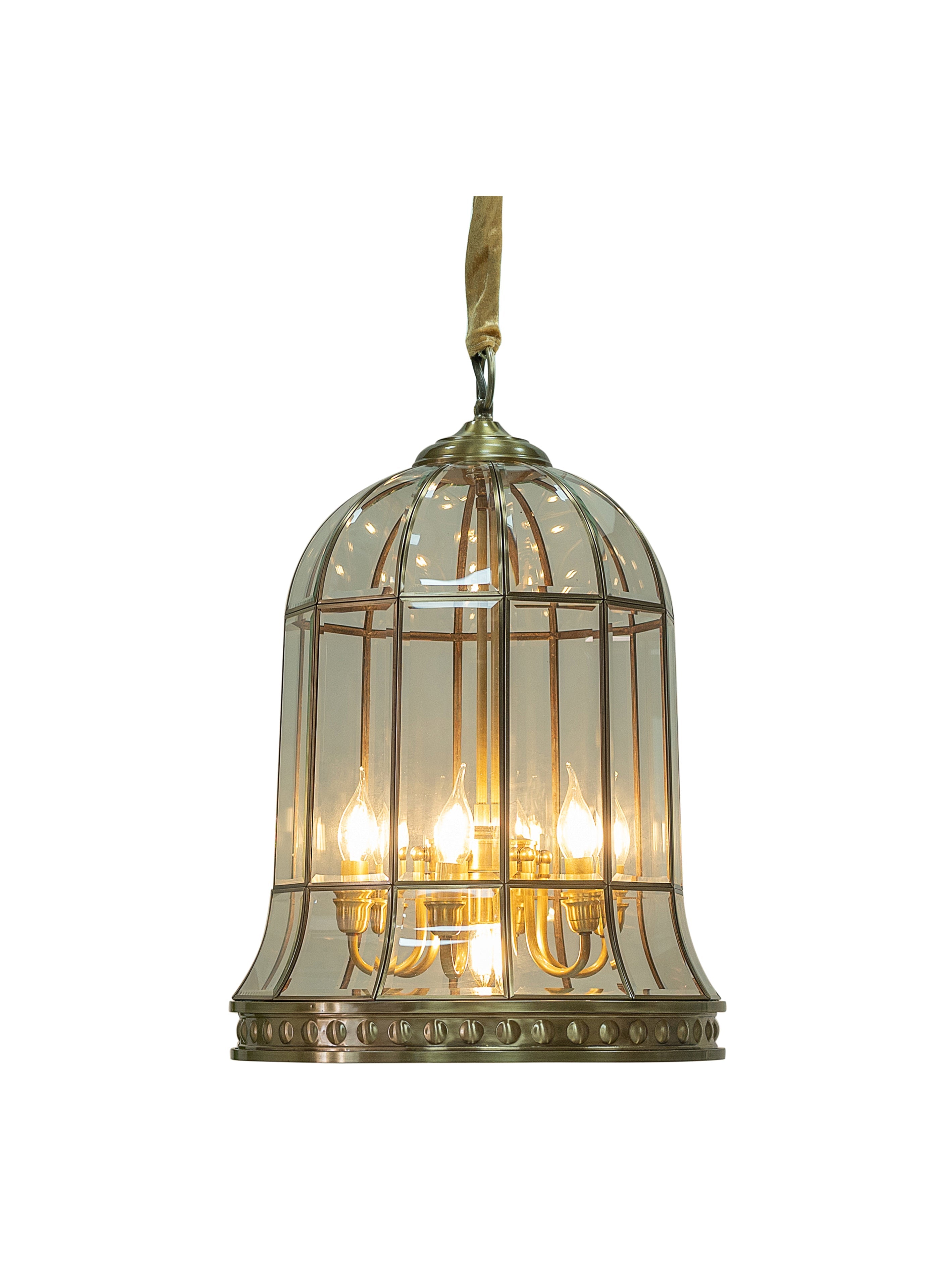 Aarya Brass Bell (Glass, Brass) Hanging Light (850 mm Height)