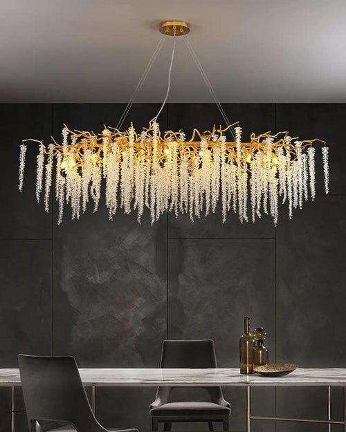 Golden Long Drop Crystal Chandelier