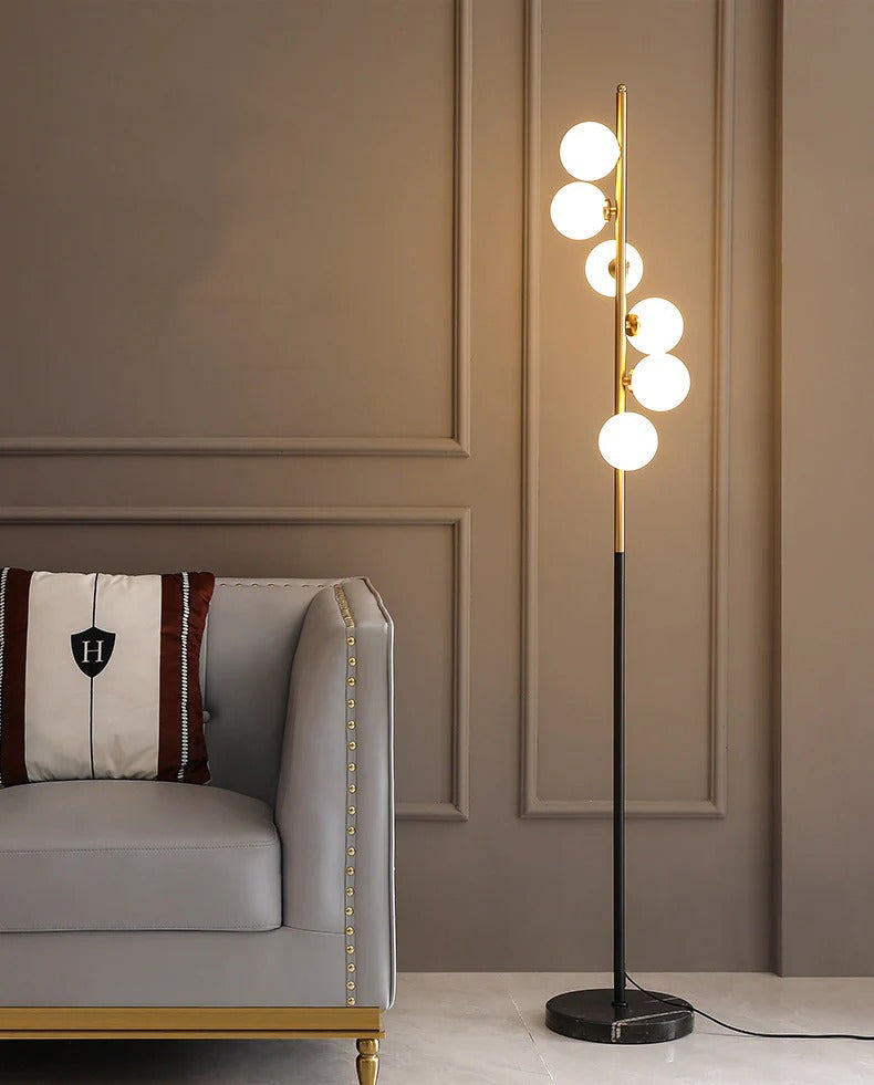 Vertical Orb Black Gold Floor Lamp