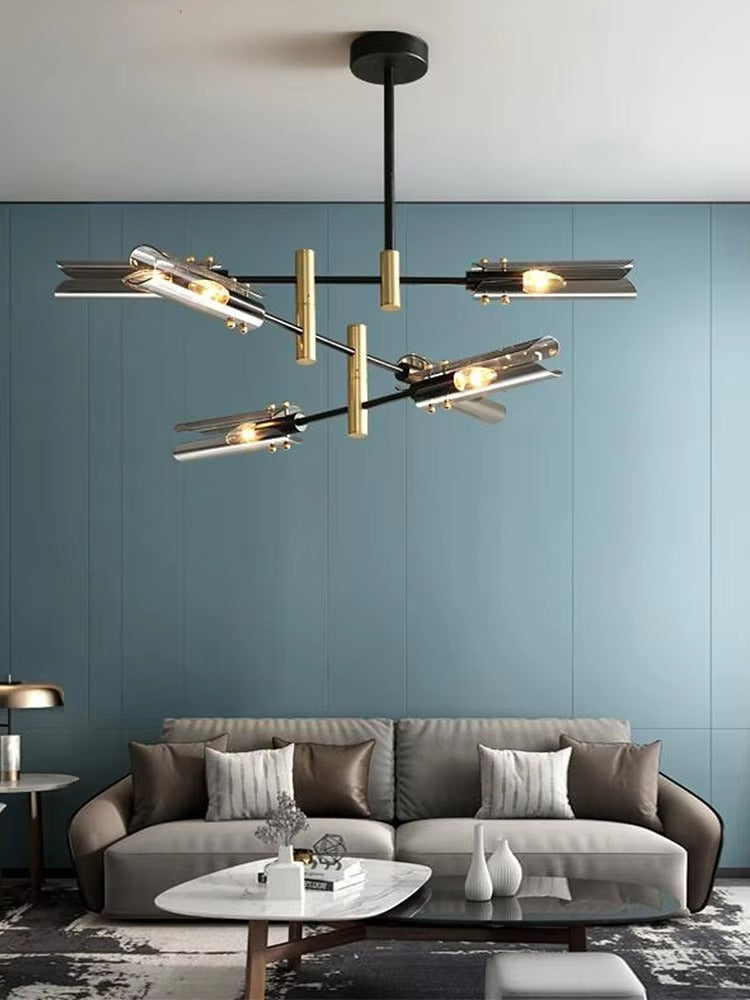 Smoke Gray Glass Chandelier Light