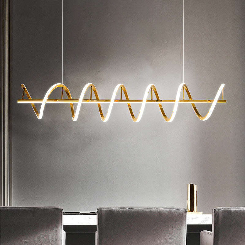 Golden Twisty Curl Light Chandelier