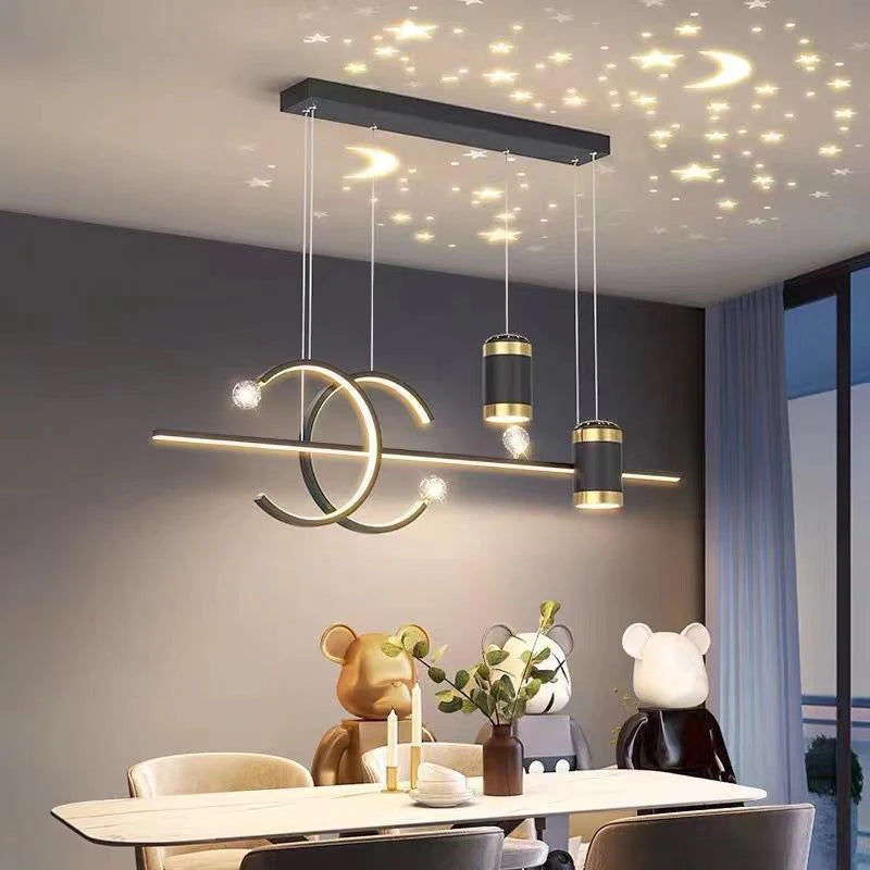 Led Gold Black Body Linear Led Chandelier