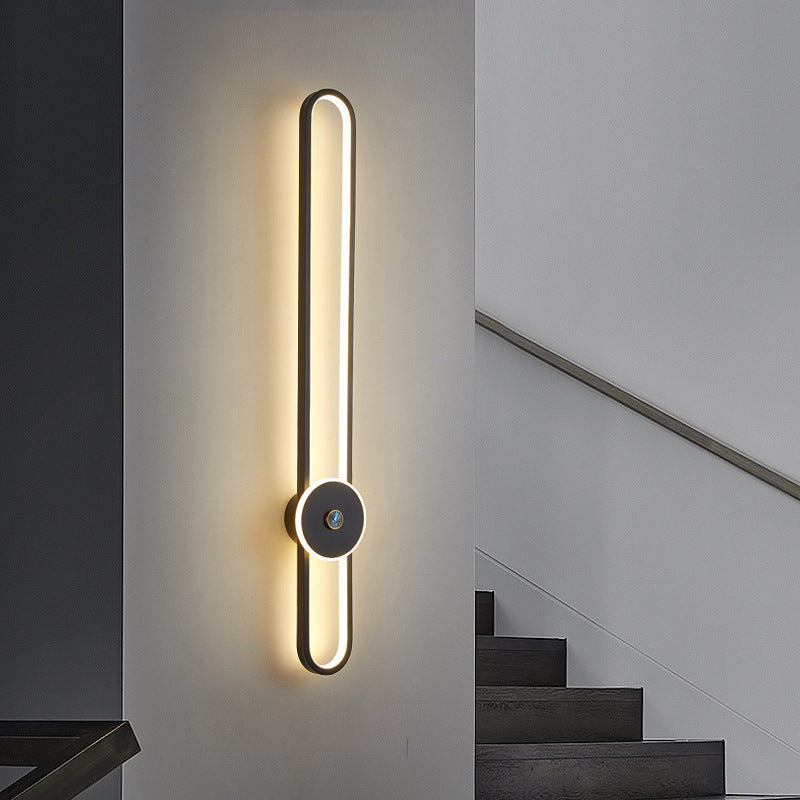 600 Mm Led Black Oval Long Wall Light