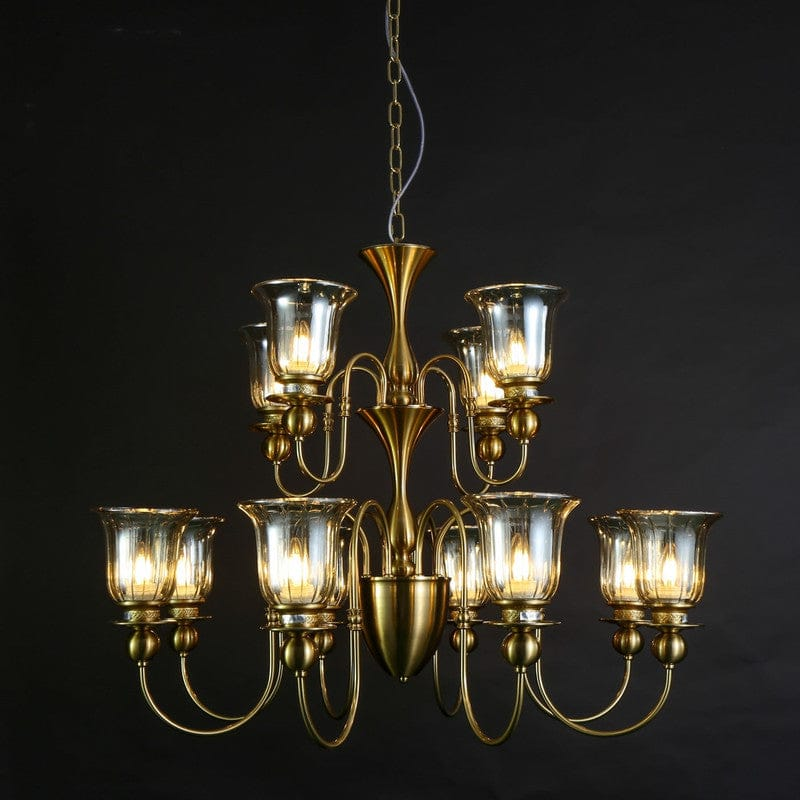 12 Light Champagne Glass Italian Brass Chandelier