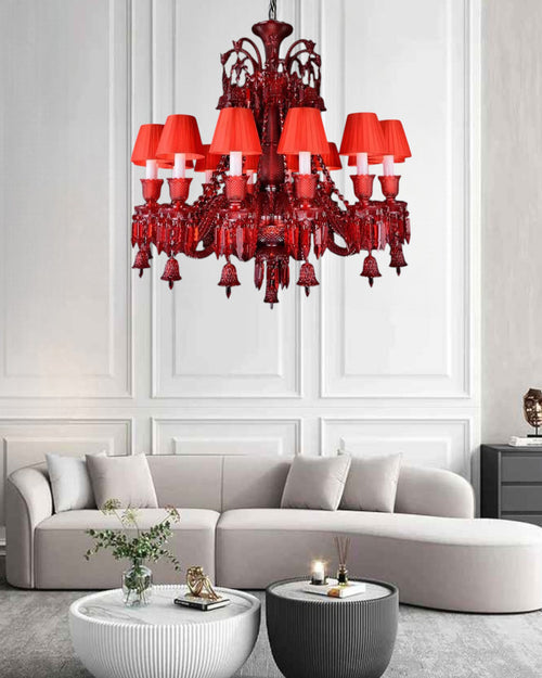 Crimson Radiance Chandelier - 12 Lights