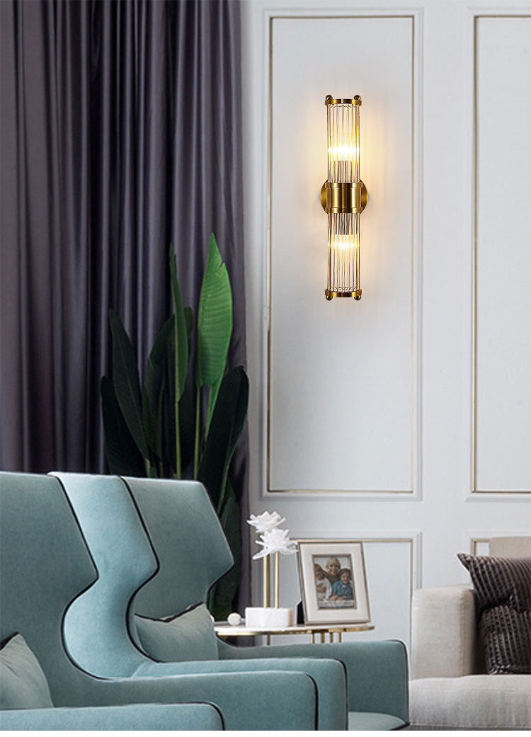 Slim Crystal Gold Metal Wall Light
