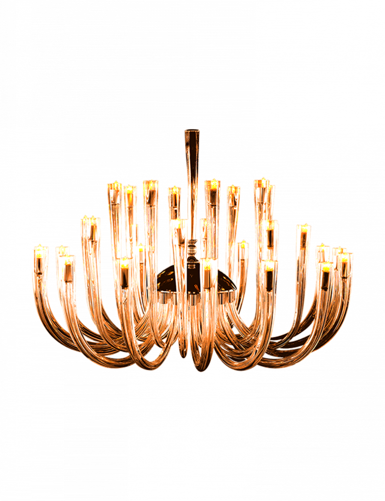 Regal Candle Glass Chandelier (32 Light Heads) Amber