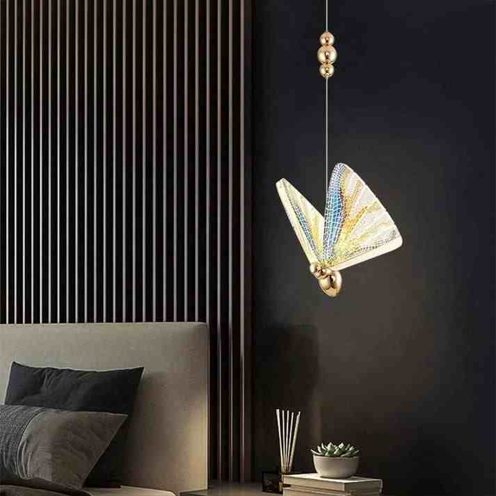 Gold Butterfly Bedside Hanging Pendant Light