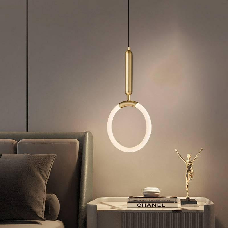 Modern Led Golden Ring Pendant Light