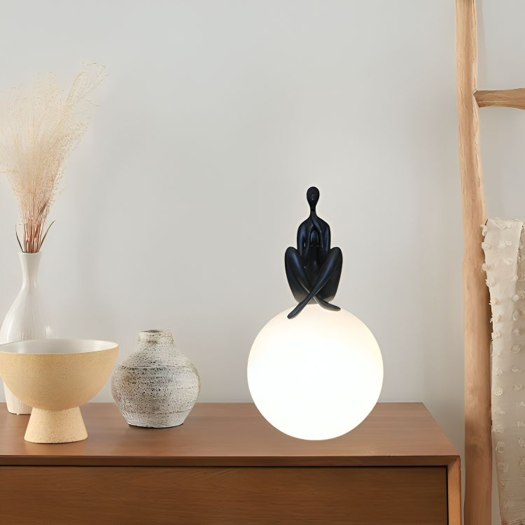 Humanoid Sculpture Moon Table Lamp