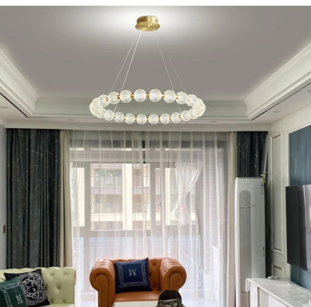 Gold Metal Led Acrylic Chandelier