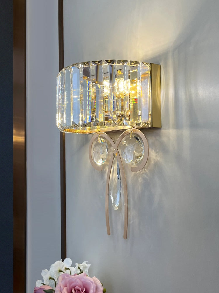 Attached (Gold) Crystal Wall Light