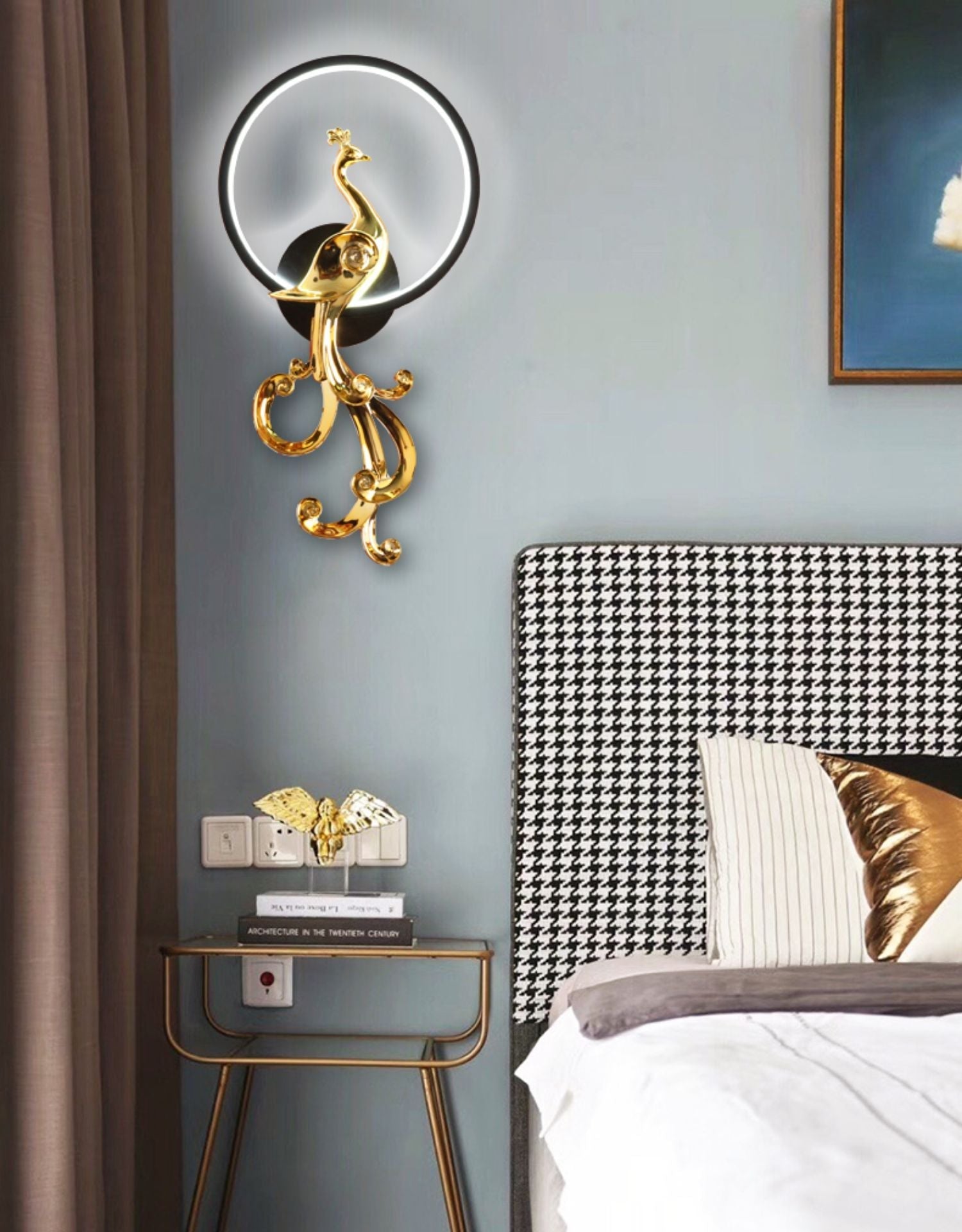 I Adore You: Luxe Golden Peacock Wall Light