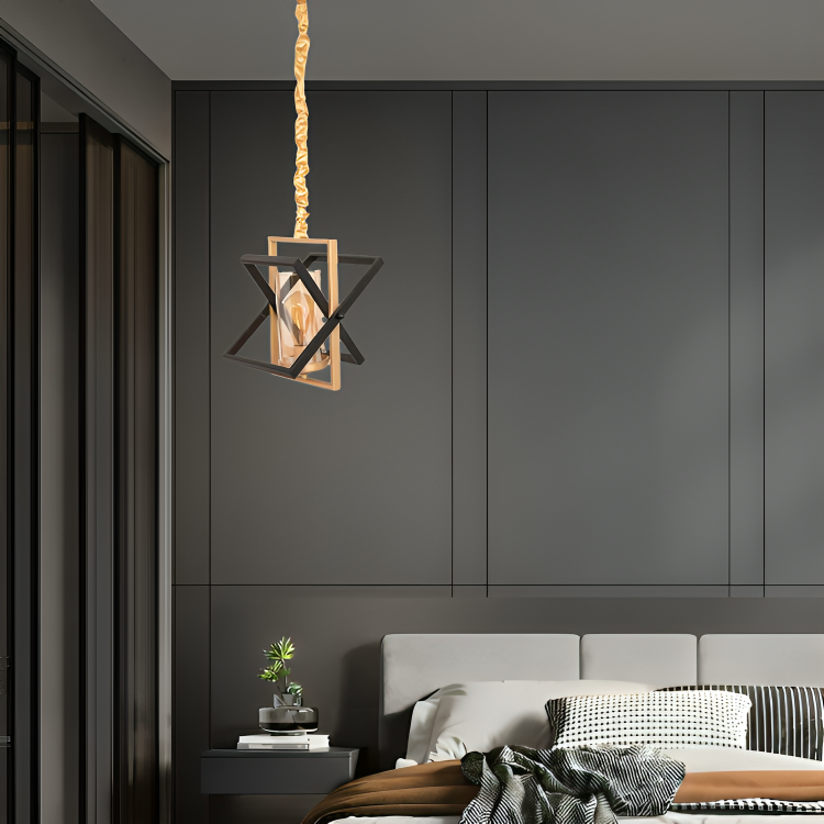 Gold Brass Vintage Amber Glass Pendant Light