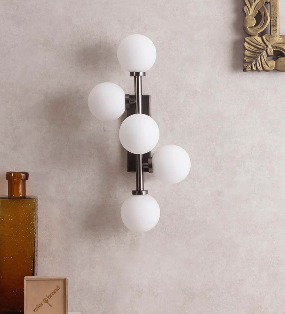 White Metal and Glass Wall Light