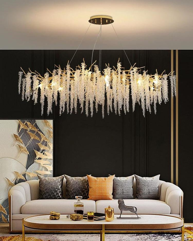 1800mm Long Golden Long Drop Crystal Chandelier