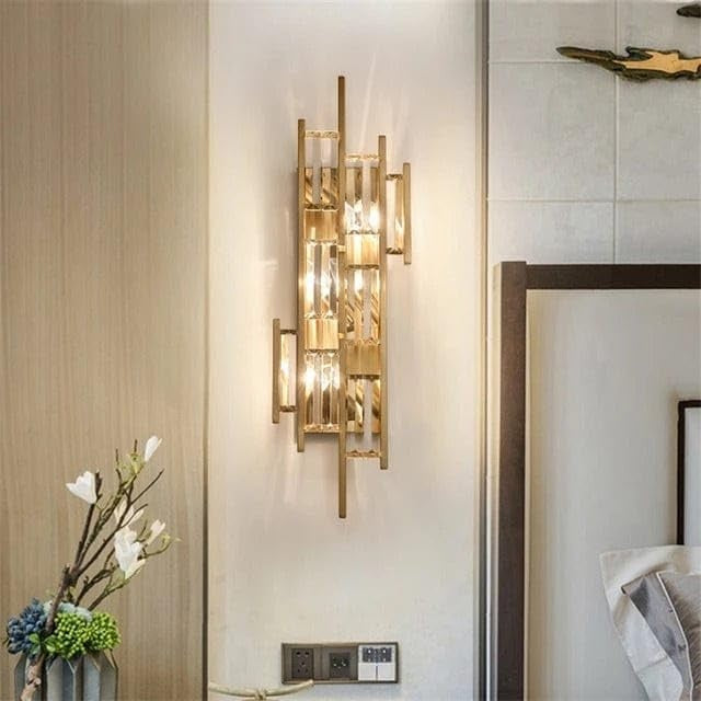 Antique Gold Finish Crystal Vintage Light Wall Lamp