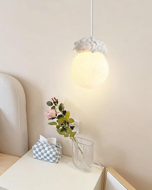 Cute Animal Shaped Moon Pendant Light - Sheep