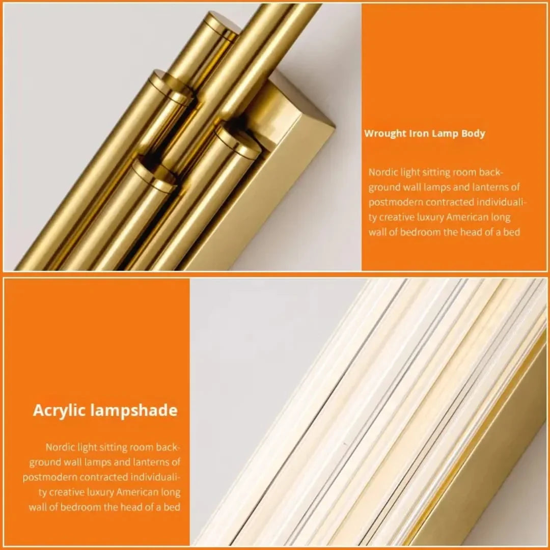 600mm LED Long Silicone Profile Tube Metal Plate Wall Light - Tricolour