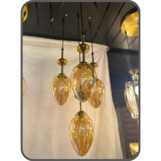 Glass Hanging Lights 4 Pair Bulb Holders