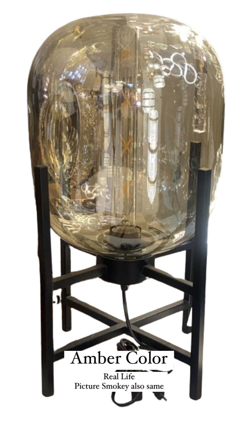 Crystal Aura: Glass Table Lamp (Black)