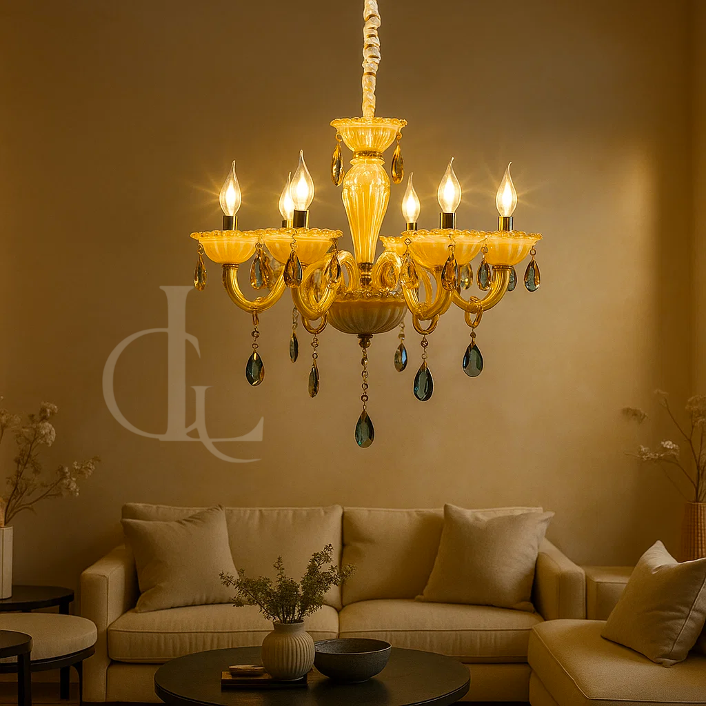 Embrina Crysta (Glass, Ivory) Chandelier