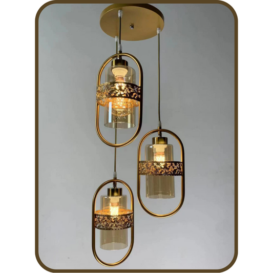 Glass Hanging Lights 3 Pair Bulb Holders