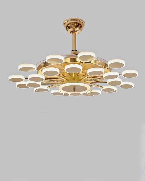Orbit Glow Retractable Ceiling Fan + Chandelier Light (with Remote Control)