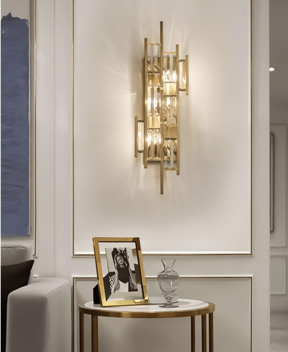 Antique Gold Finish Crystal Vintage Light Wall Lamp