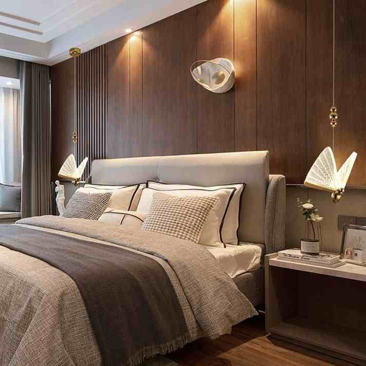 Gold Butterfly Bedside Hanging Pendant Light